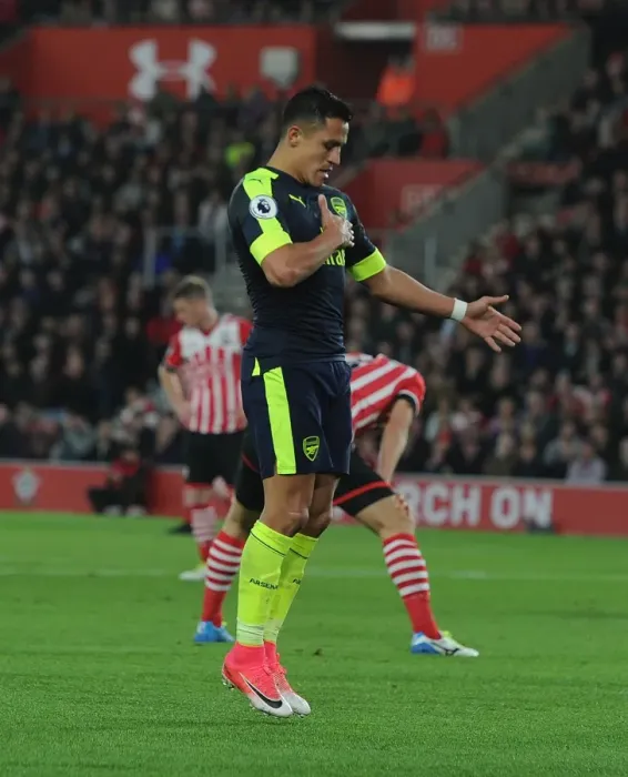 Framed Print : Alexis Sanchez Scores the Opener: Arsenal's Triumph at Southampton, Premier League 2016-17