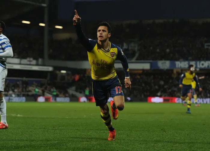 Framed Print : Alexis Sanchez Scores His Second: Arsenal's Victory over Queens Park Rangers in Premier League 2014-15