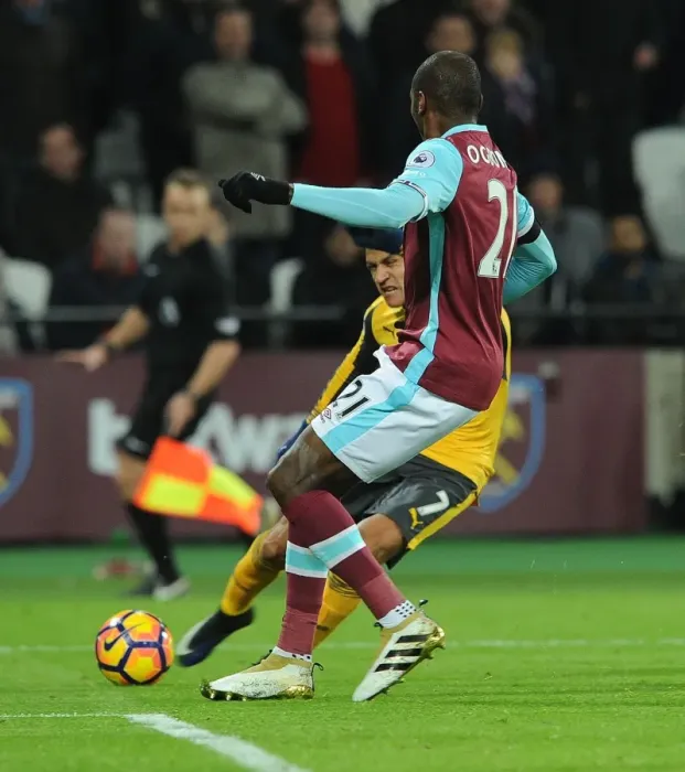 Framed Print : Alexis Sanchez Scores Second Goal for Arsenal Against West Ham United, Pedro Obiag Interferes Framed Print : Alexis Sanchez Scores Second Goal for Arsenal Against West Ham United, Pedro Obiag Interferes