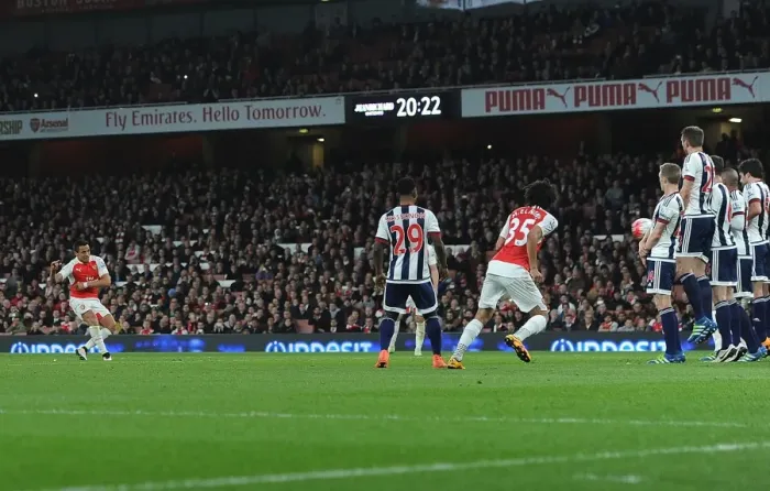 Framed Print : Alexis Sanchez Scores His Second Goal: Arsenal's Victory Over West Bromwich Albion in the Premier League 2015-16 Framed Print : Alexis Sanchez Scores His Second Goal: Arsenal's Victory Over West Bromwich Albion in the Premier League 2015-16