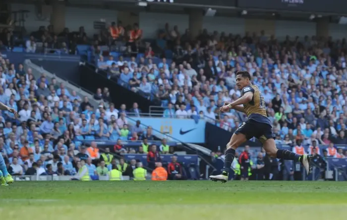 Framed Print : Alexis Sanchez Scores the Second: Manchester City vs. Arsenal, Premier League 2015-16 - A Game Changing Moment