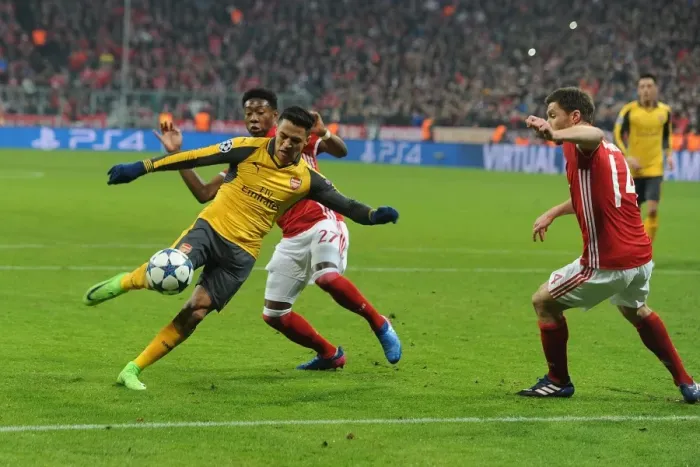 Framed Print : Alexis Sanchez Scores Stunner: Arsenal's Upset Bid vs. Bayern Munich, UEFA Champions League 2016-17 - First Leg