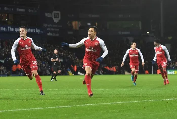 Framed Print : Alexis Sanchez Scores: West Bromwich Albion vs. Arsenal, Premier League 2017-18 Framed Print : Alexis Sanchez Scores: West Bromwich Albion vs. Arsenal, Premier League 2017-18