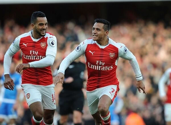 Alexis Sanchez and Theo Walcott Celebrate First Goal: Arsenal vs AFC Bournemouth, 2016 / 17 Premier League