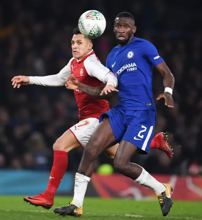 Framed Print : Alexis Sanchez vs. Antonio Rudiger: Carabao Cup Semi-Final Showdown (Chelsea v Arsenal)