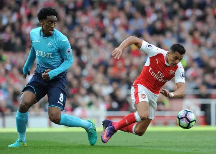 Framed Print : Alexis Sanchez vs Leroy Fer: Intense Battle at Emirates Stadium (2016-17)