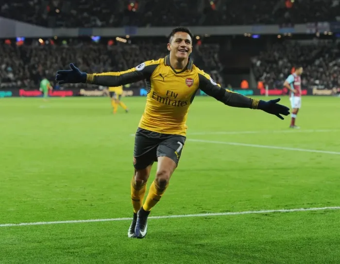 Framed Print : Alexis Sanchez's Brace: Arsenal's Victory over West Ham United in the 2016-17 Premier League