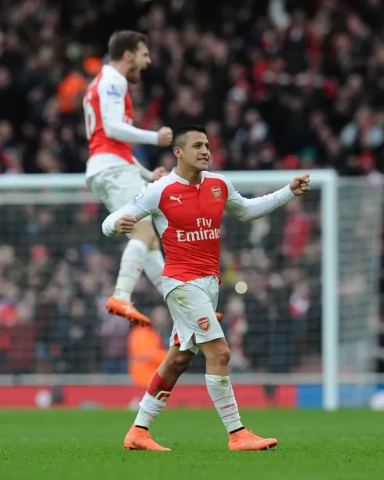 Framed Print : Alexis Sanchez's Euphoric Celebration: Arsenal's Thrilling Victory over Leicester City in the 2015-16 Premier League Framed Print : Alexis Sanchez's Euphoric Celebration: Arsenal's Thrilling Victory over Leicester City in the 2015-16 Premier League