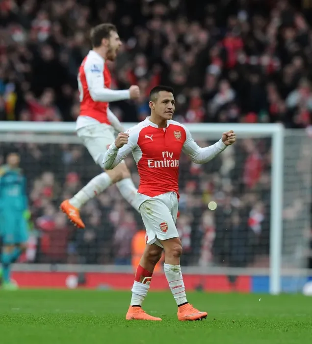 Framed Print : Alexis Sanchez's Euphoric Celebration: Arsenal's Triumph Over Leicester City (2015-16) Framed Print : Alexis Sanchez's Euphoric Celebration: Arsenal's Triumph Over Leicester City (2015-16)