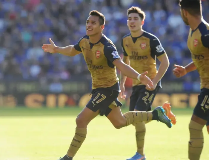 Framed Print : Alexis Sanchez's Four-Goal Blitz: Arsenal's Dominant Performance Against Leicester City (2015 / 16) Framed Print : Alexis Sanchez's Four-Goal Blitz: Arsenal's Dominant Performance Against Leicester City (2015 / 16)