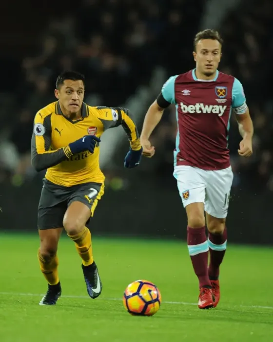 Framed Print : Alexis Sanchez's Pivotal Surge Past Noble: A Turning Point in the West Ham United vs. Arsenal Premier League Clash (2016-17) Framed Print : Alexis Sanchez's Pivotal Surge Past Noble: A Turning Point in the West Ham United vs. Arsenal Premier League Clash (2016-17)