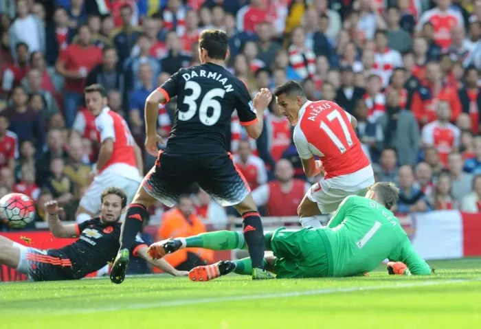 Framed Print : Alexis Sanchez's Stunning Solo Goal: Arsenal vs Manchester United, Premier League 2015 / 16 - Arsenal's Star Stuns De Gea