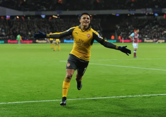 Framed Print : Alexis Sanchez's Thrilling Double: Arsenal's Victory over West Ham United, Premier League 2016-17
