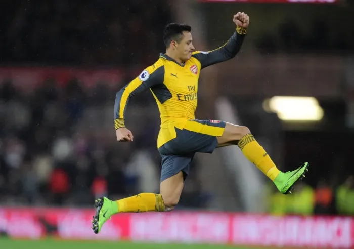 Framed Print : Alexis Sanchez's Thrilling Goal Celebration: Arsenal's Victory Over Middlesbrough in the Premier League 2016-17 Framed Print : Alexis Sanchez's Thrilling Goal Celebration: Arsenal's Victory Over Middlesbrough in the Premier League 2016-17
