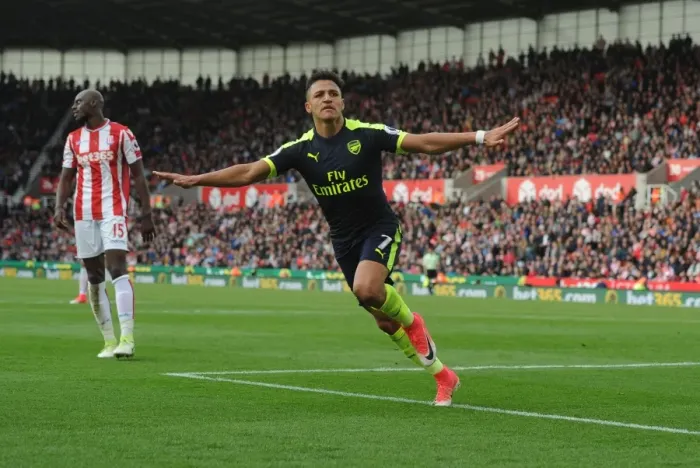 Framed Print : Alexis Sanchez's Triumph: Arsenal's Third Goal vs Stoke City (2016-17) Framed Print : Alexis Sanchez's Triumph: Arsenal's Third Goal vs Stoke City (2016-17)