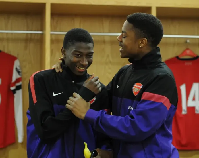 Framed Print : Alfred Mugabo and Chuba Akpom (Arsenal). Arsenal U19 1: 0 CSKA Moscow U19. NextGen Series Framed Print : Alfred Mugabo and Chuba Akpom (Arsenal). Arsenal U19 1: 0 CSKA Moscow U19. NextGen Series