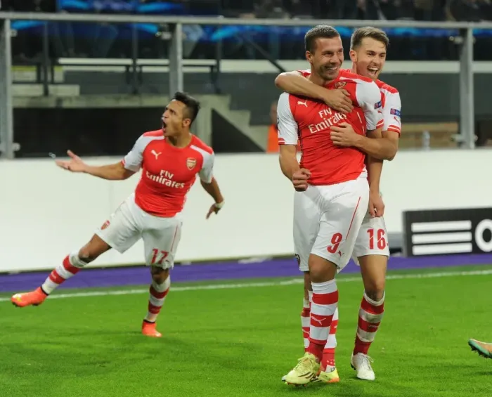 Framed Print : Anderlecht vs. Arsenal: Podolski Scores Double as Gunners Triumph in Champions League Clash (October 2014)