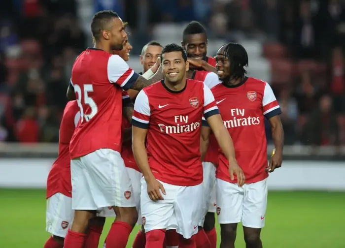Framed Print : Andre Santos in Action: Arsenal vs. Southampton (2012) - Pre-Season Clash