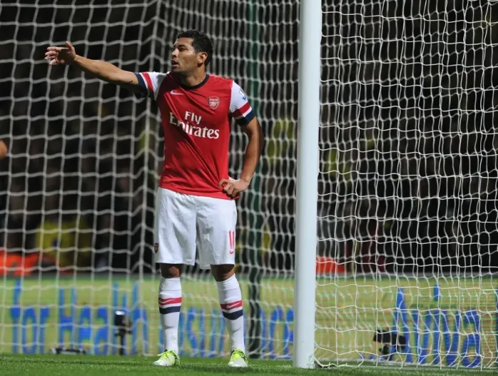 Framed Print : Andre Santos in Action: Arsenal vs Norwich City, Premier League 2012-13