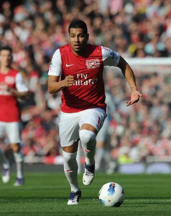 Framed Print : Andre Santos (Arsenal). Arsenal 3: 1 Stoke City. Barclays Premier League