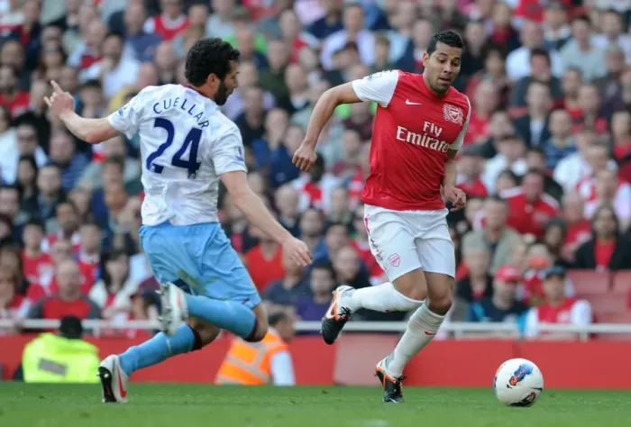 Framed Print : Andre Santos (Arsenal) Carlos Cuellar (Villa). Arsenal 3: 0 Aston Villa Framed Print : Andre Santos (Arsenal) Carlos Cuellar (Villa). Arsenal 3: 0 Aston Villa