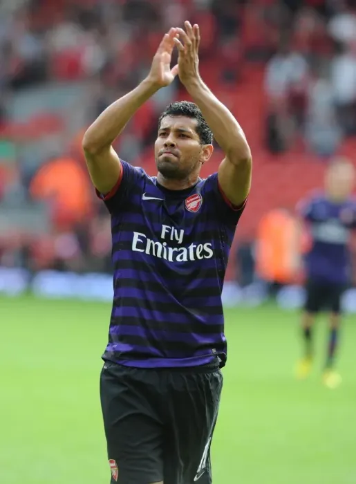 Framed Print : Andre Santos Reacts after Liverpool vs Arsenal, Premier League 2012-13