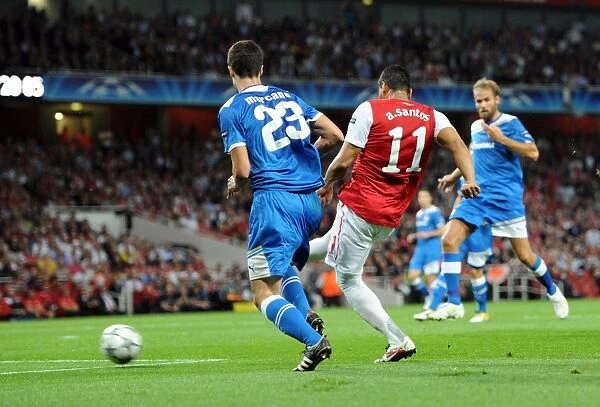 Andre Santos Scores Arsenal's Second Goal Against Olympiacos in UEFA Champions League: Arsenal 2-1, Group F