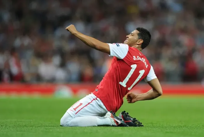 Framed Print : Andre Santos Scores His Second Goal: Arsenal vs. Olympiacos in 2011-12 Champions League