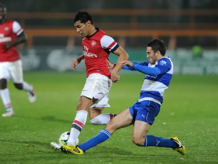 Framed Print : Andre Santos vs. Nicholas Arnold: A Battle in the Arsenal U21s