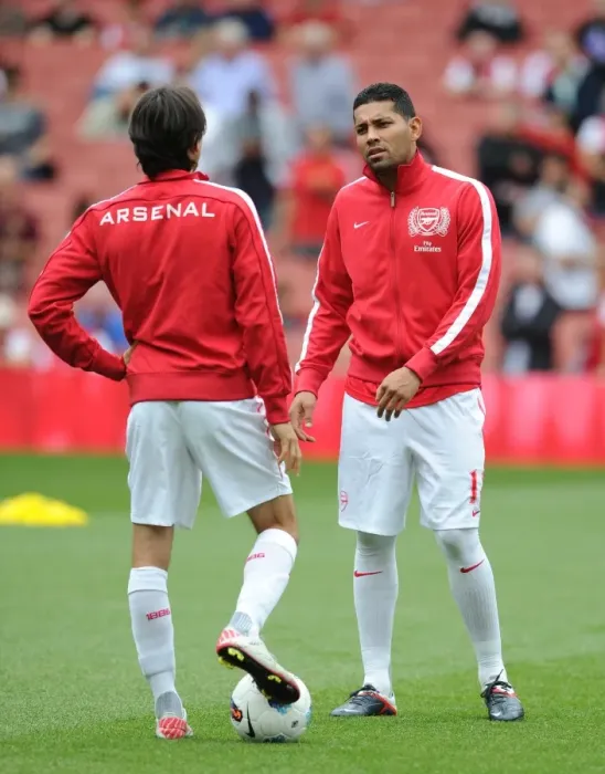 Framed Print : Andre Santos and Yossi Benayoun (Arsenal) before the match. Arsenal 1: 0 Swansea City Framed Print : Andre Santos and Yossi Benayoun (Arsenal) before the match. Arsenal 1: 0 Swansea City