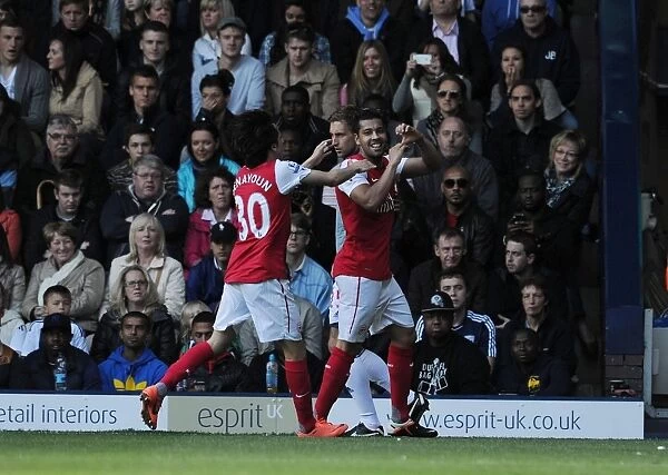 Andre Santos and Yossi Benayoun Celebrate Arsenal's Second Goal vs. West Bromwich Albion (2011-12)