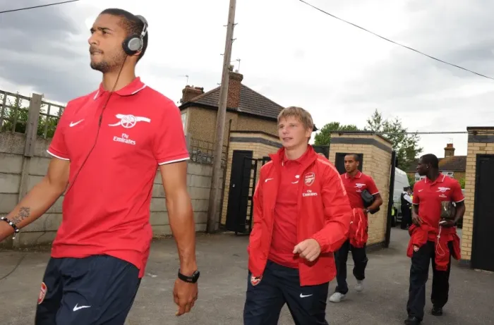 Framed Print : Andrey Arshavin and Armand Traore (Arsenal). Barnet 0: 4 Arsenal, Pre season friendly