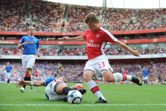 Framed Print : Andrey Arshavin (Arsenal) Madjid Bougherra (Rangers) Framed Print : Andrey Arshavin (Arsenal) Madjid Bougherra (Rangers)