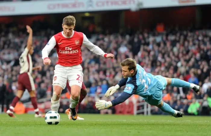 Framed Print : Andrey Arshavin (Arsenal) rounds Simon Migonlet (Sunderland) to score a goal that is ruled out for offside. Arsenal 0: 0 Sunderland. Barclays Premier League. Emirates Stadium, 5 / 3 / 11. Credit : Arsenal Football Club / Framed Print : Andrey Arshavin (Arsenal) rounds Simon Migonlet (Sunderland) to score a goal that is ruled out for offside. Arsenal 0: 0 Sunderland. Barclays Premier League. Emirates Stadium, 5 / 3 / 11. Credit : Arsenal Football Club /
