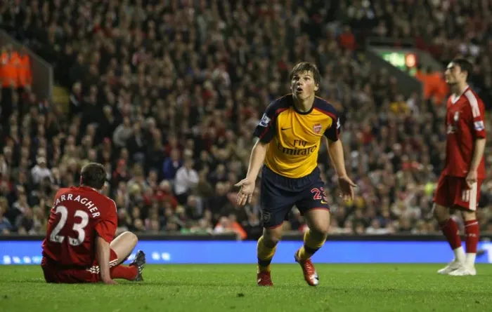 Framed Print : Andrey Arshavin celebrates scoring the 3rd Arsenal goal