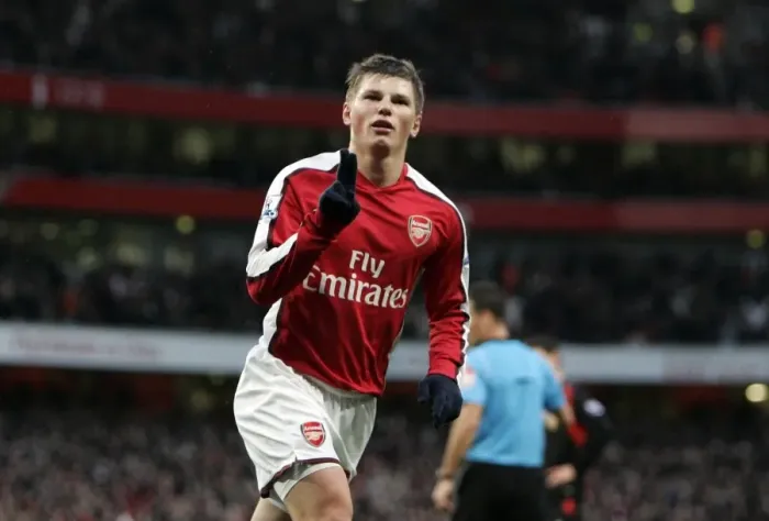 Framed Print : Andrey Arshavin celebrates scoring Arsenals 1st goal. Arsenal 2: 0 Stoke City
