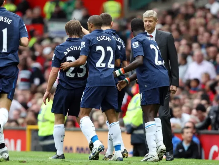 Framed Print : Andrey Arshavin celebrates scoring Arsenals goal with Gael Clichy Framed Print : Andrey Arshavin celebrates scoring Arsenals goal with Gael Clichy