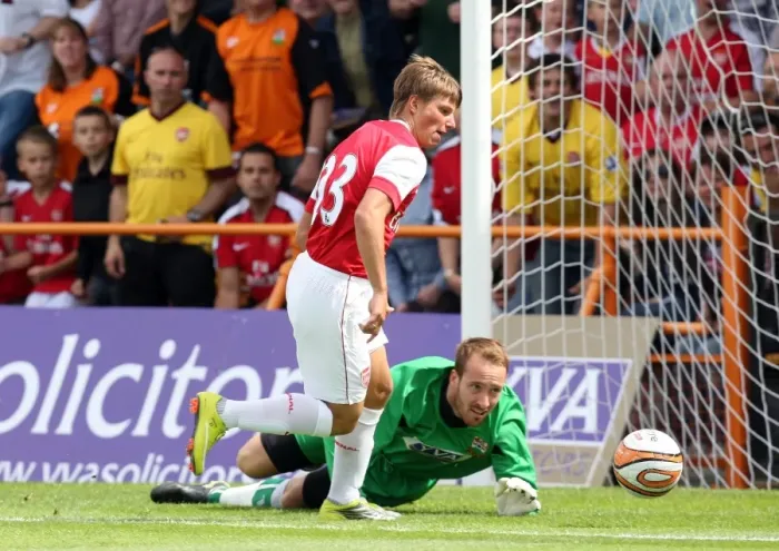 Framed Print : Andrey Arshavin rounds Jake Cole (Barnet) to scores Arsenals 1st goal Framed Print : Andrey Arshavin rounds Jake Cole (Barnet) to scores Arsenals 1st goal