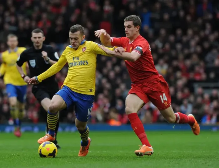 Framed Print : The Anfield Rivalry: Wilshere vs. Henderson, Premier League 2013-14 Framed Print : The Anfield Rivalry: Wilshere vs. Henderson, Premier League 2013-14