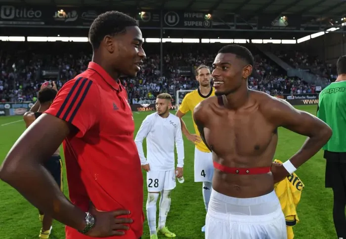Framed Print : Angers vs. Arsenal: Post-Match Chat Between Jeff Reine-Adelaide and Zech Medley Framed Print : Angers vs. Arsenal: Post-Match Chat Between Jeff Reine-Adelaide and Zech Medley