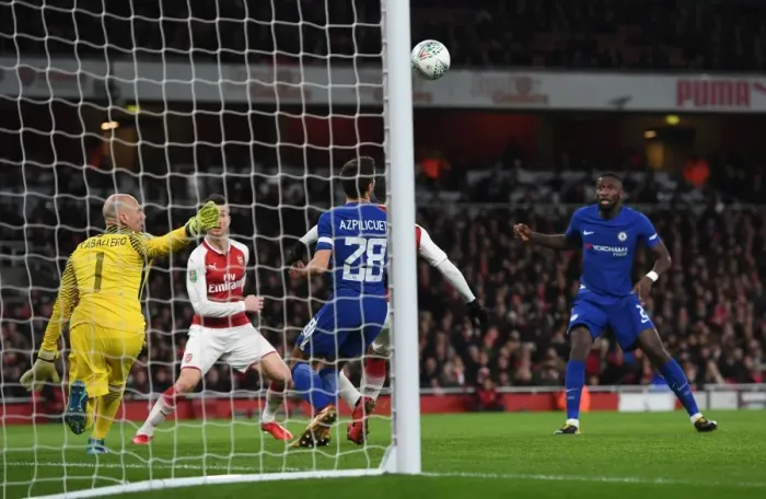 Framed Print : Antonio Rudiger's Own Goal: Arsenal v Chelsea - Carabao Cup Semi-Final Showdown