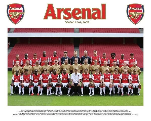 Arsenal 1st Team Squad 2007  /  8 - - Back row (left to right): Theo Walcott