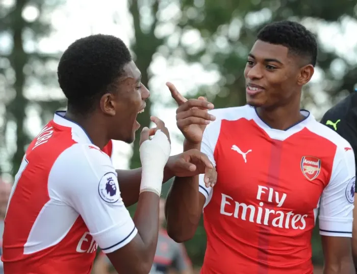 Framed Print : Arsenal 1st Team Squad: Iwobi and Reine-Adelaide at 2016-17 Photocall