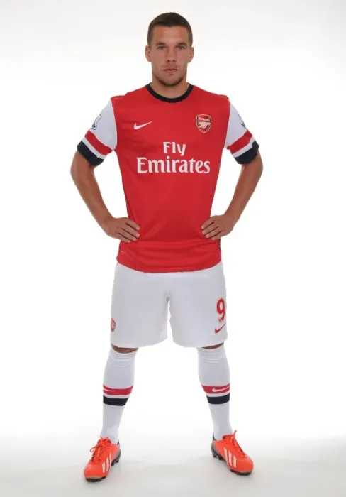 Framed Print : Arsenal 2013-14 Squad: Lukas Podolski at the Team Photocall