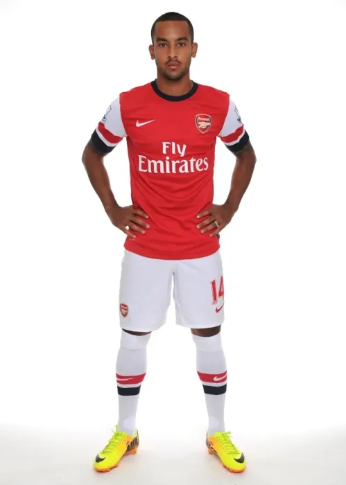 Framed Print : Arsenal 2013-14 Squad: Theo Walcott at the First Team Photocall
