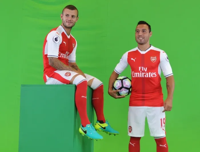 Framed Print : Arsenal 2016-17 First Team: Jack Wilshere and Santi Cazorla - Team Photoshoot