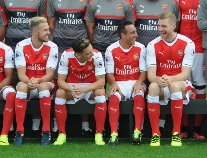 Framed Print : Arsenal 2016-17 Squad: A Season of Laughter - Ramsey, Ozil, Cazorla, Mertesacker Framed Print : Arsenal 2016-17 Squad: A Season of Laughter - Ramsey, Ozil, Cazorla, Mertesacker