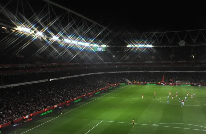Framed Print : Arsenal 5-1 West Ham United: Nike Ad Banners from Emirates Stadium, Barclays Premier League, 23rd January 2013