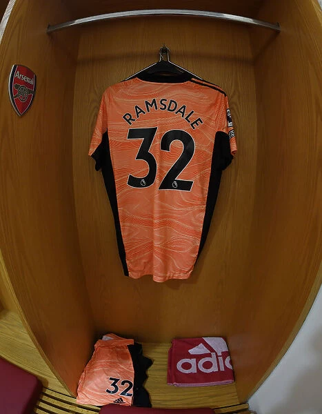Arsenal: Aaron Ramsdale's Shirt in Arsenal Dressing Room Before Arsenal vs Norwich City (2021-22)