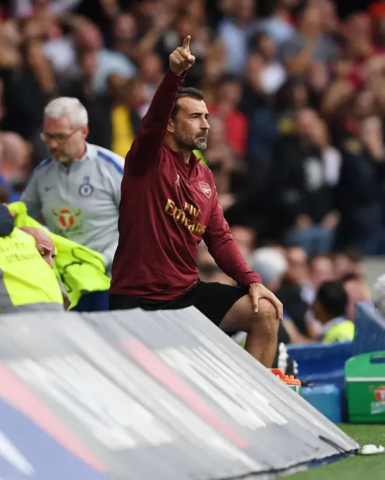 Framed Print : Arsenal Assistant Coach Juan Carlos Carcedo Faces Off Against Chelsea (2018-19)